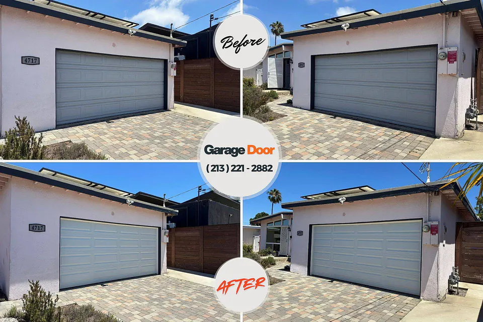 Before and after: garage door repair Hansen, ID